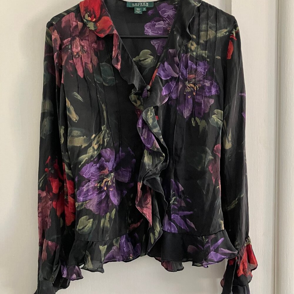 Lauren Ralph Lauren Silk Ruffle Blouse - Picture 2 of 4